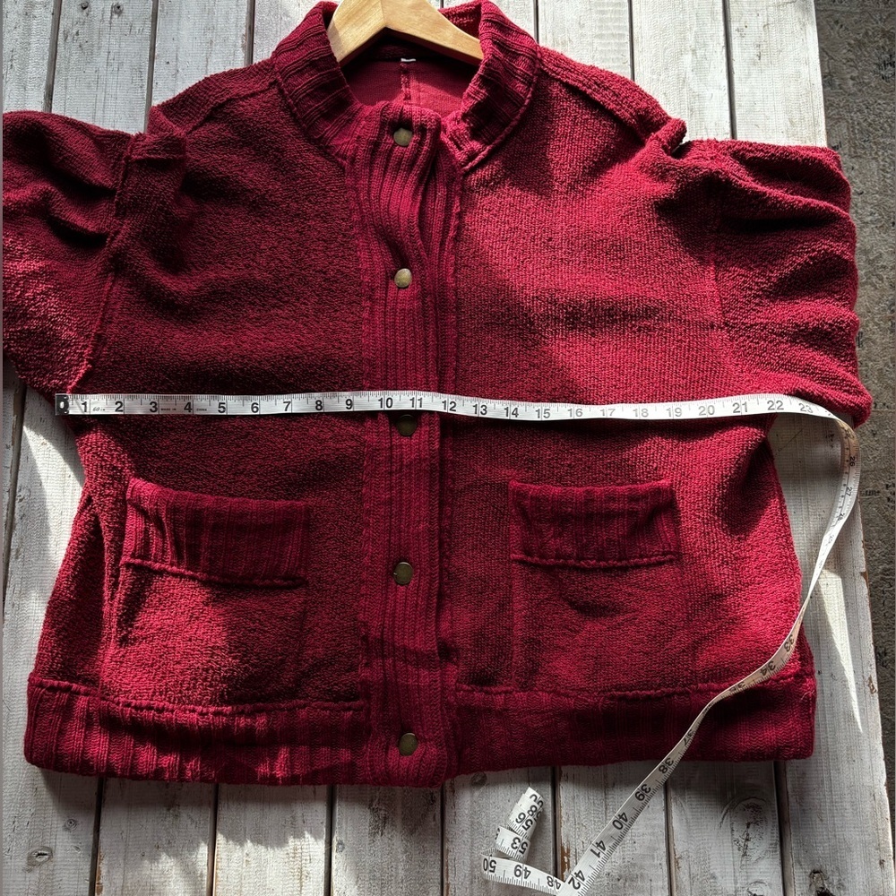 Burgundy Balloon Sleeve Button Front Cardigan XL - Picture 5 of 11